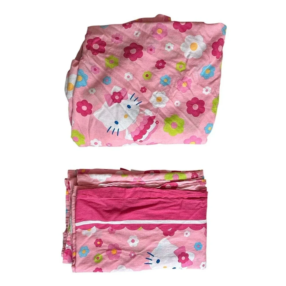 2013 Sanrio Hello Kitty Spring Flower Twin Bedding Sheet Flat & Fitted Set